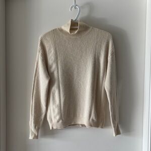 Elams 100% Cashmere Cream Mock Neck Sweater | Sz S